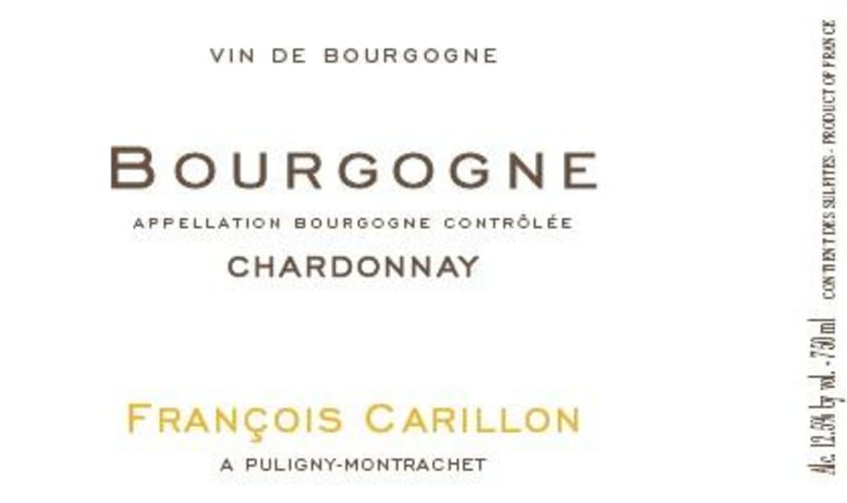 Francois Carillon Bourgogne Chardonnay 2012 Front Label