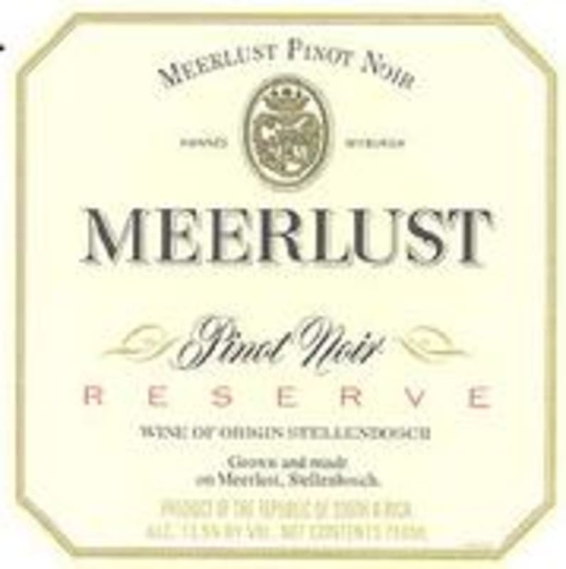 Meerlust Pinot Noir 1998 Front Label
