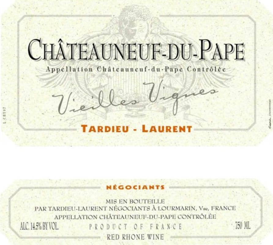 Tardieu-Laurent Chateauneuf-du-Pape Vieilles Vignes 2012 Front Label