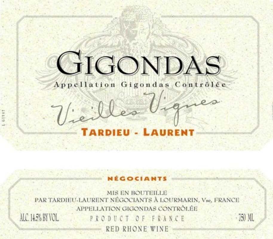 Tardieu-Laurent Gigondas Vieilles Vignes 2012 Front Label