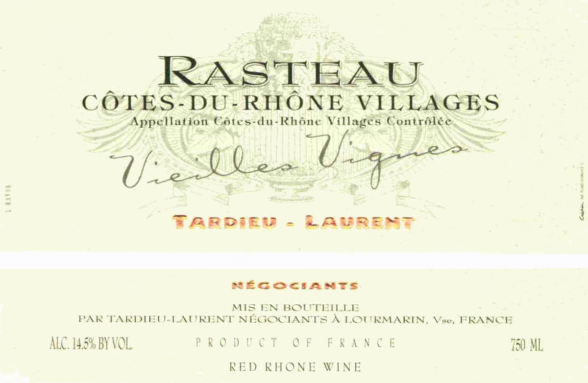 Tardieu-Laurent Rasteau Vieilles Vignes 2012 Front Label