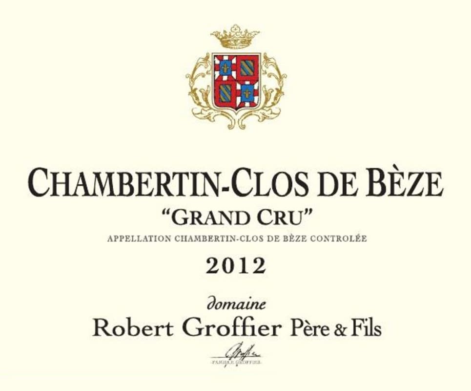 Domaine Robert Groffier Chambertin-Clos de Beze Grand Cru 2012 Front Label