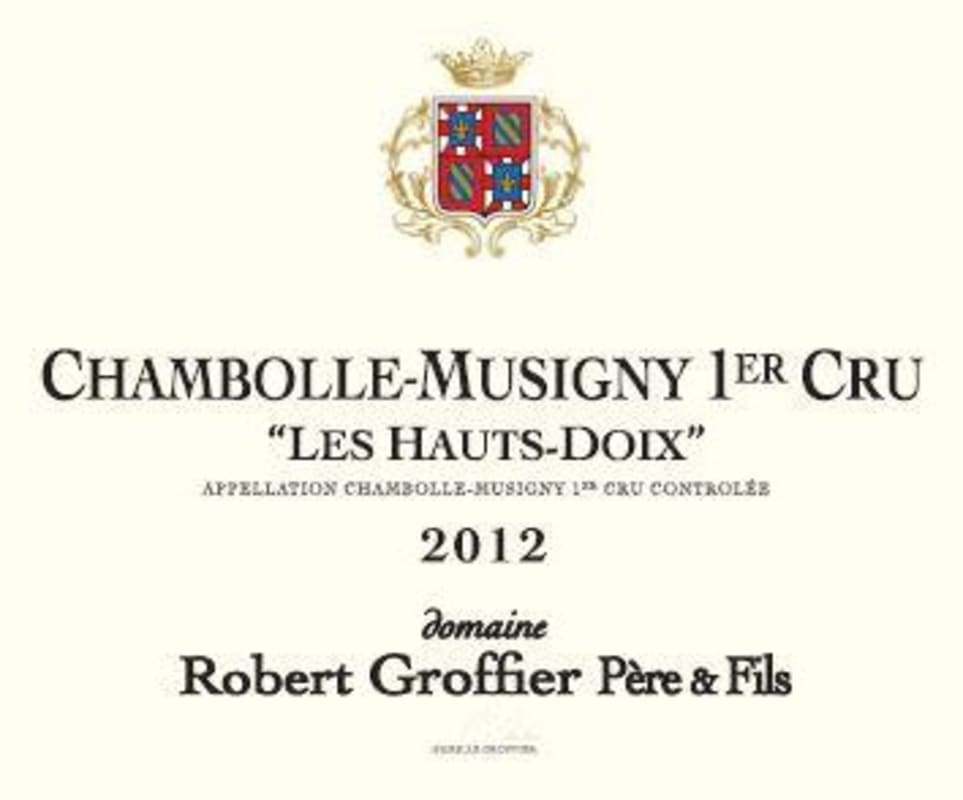 Domaine Robert Groffier Chambolle Musigny Les Hauts Doix Premier Cru 2012 Front Label