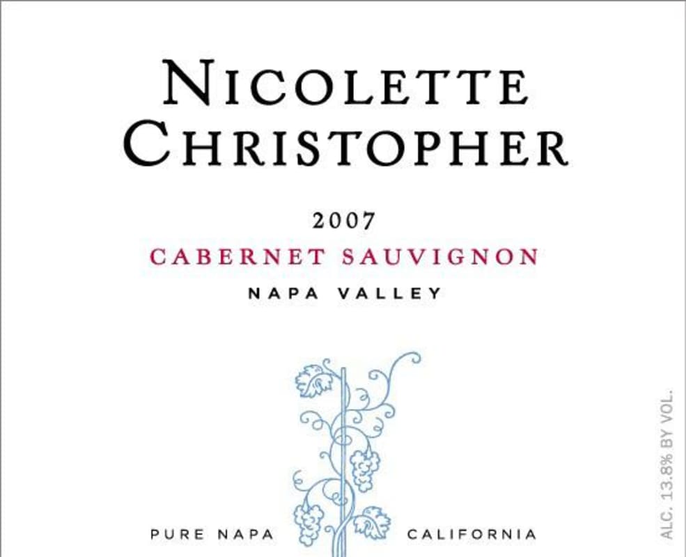 Nicolette Christopher Cabernet Sauvignon 2007 Front Label