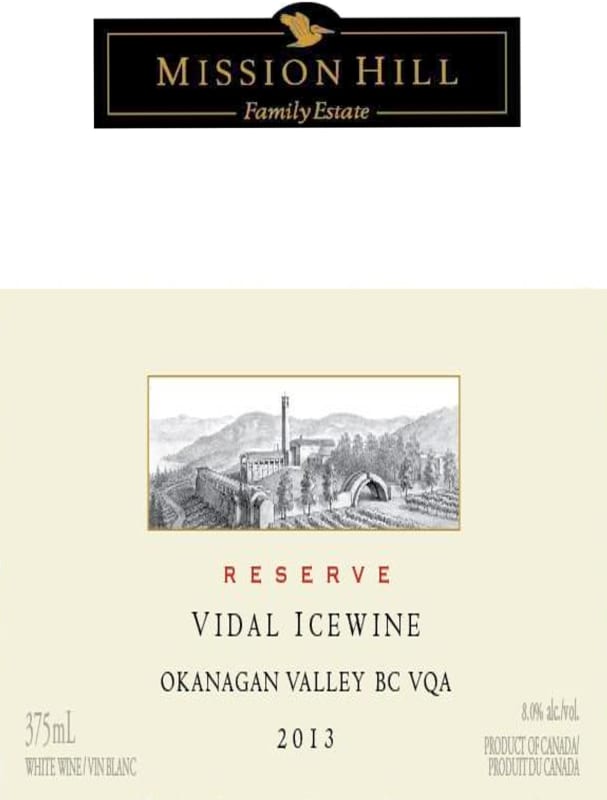 Mission Hill Vidal IceWine 2013 Front Label