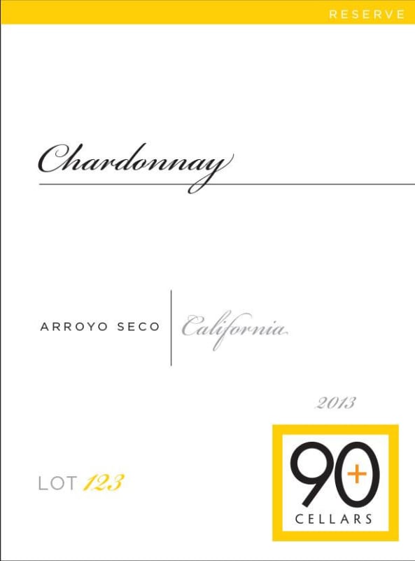 Ninety Plus Cellars 90+ Lot 123 Chardonnay 2013 Front Label