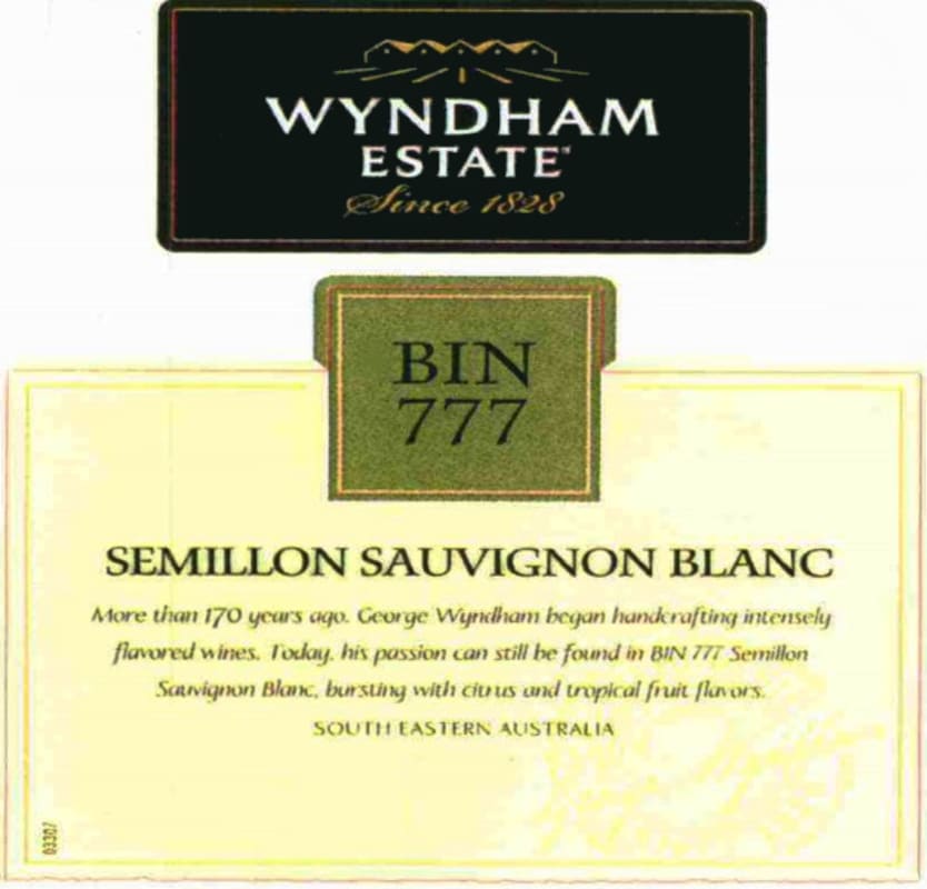 Wyndham Bin 777 Semillon Sauvignon Blanc 2013 Front Label