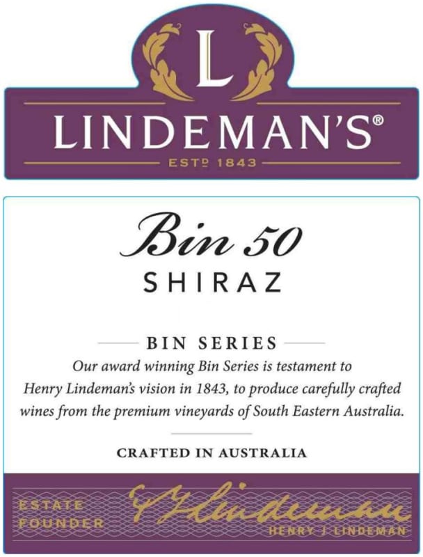 Lindeman’s Bin Series Bin 50 Shiraz 2013 Front Label