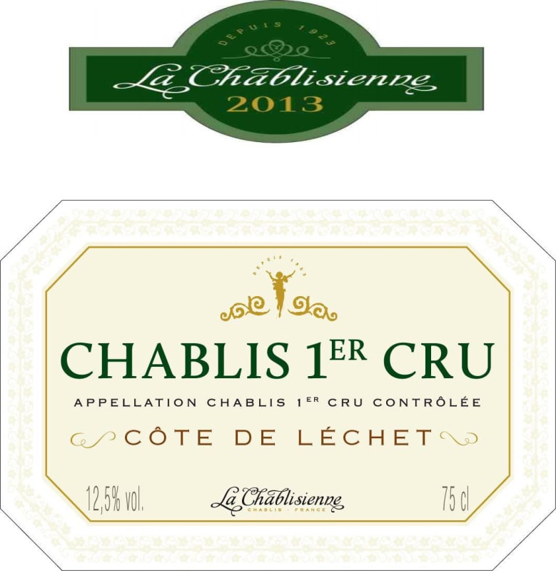 La Chablisienne Chablis Cote de Lechet Premier Cru 2013 Front Label