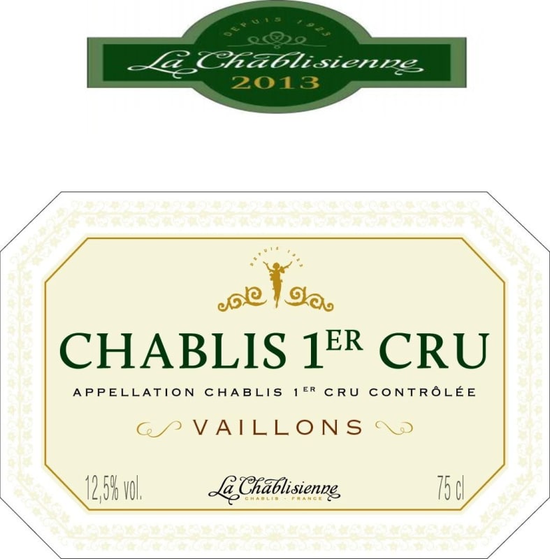 La Chablisienne Chablis Vaillons Premier Cru 2013 Front Label