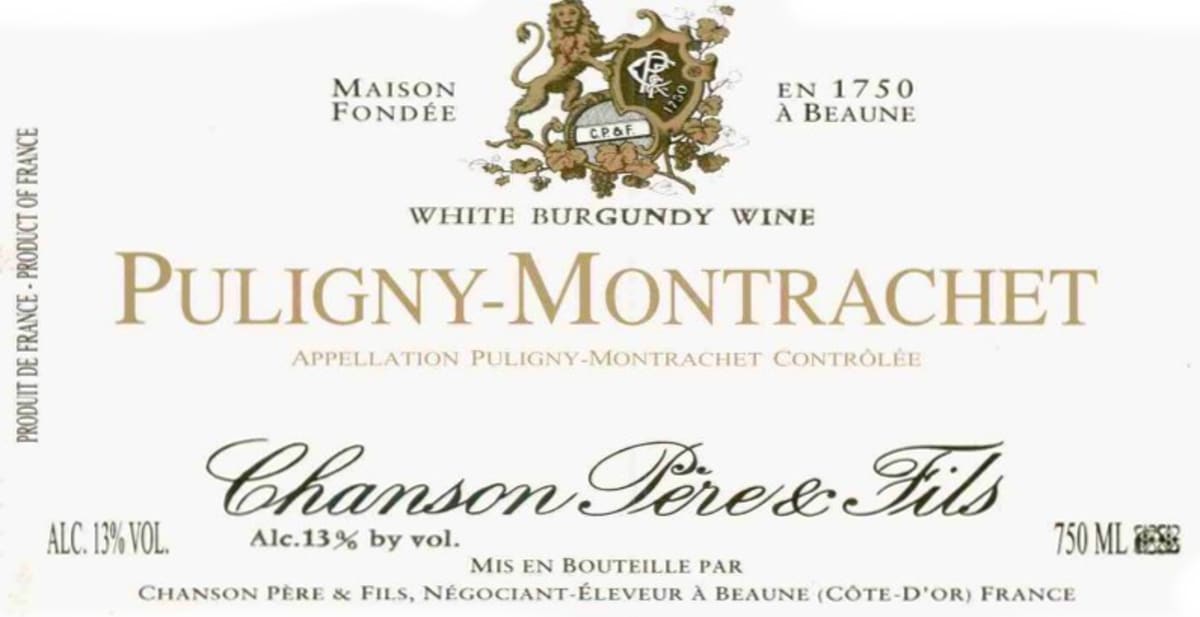 Chanson Pere & Fils Puligny-Montrachet 2013 Front Label