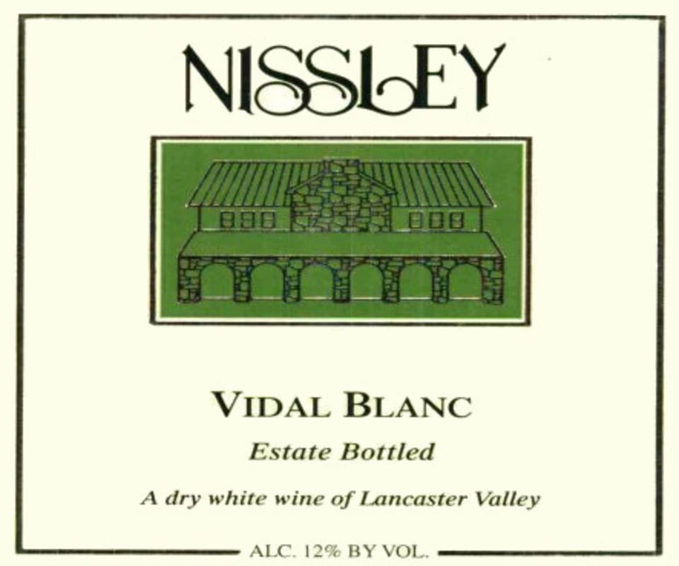 Nissley Vineyards & Winery Estate Vidal Blanc 2012 Front Label