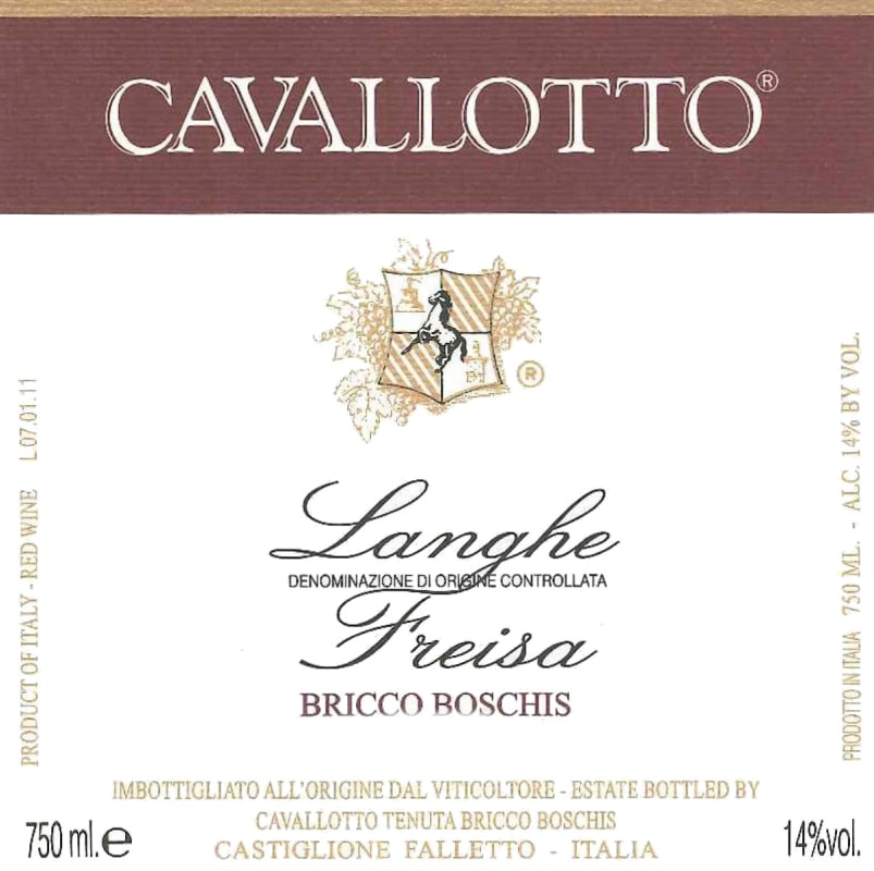 Cavallotto Langhe Bricco Boschis Freisa 2013 Front Label