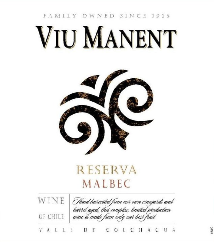 Viu Manent Reserva Malbec 2013 Front Label