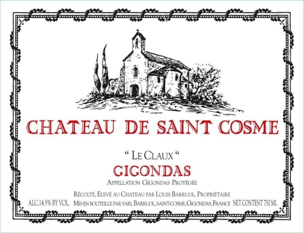 Chateau de Saint Cosme Gigondas Le Claux 2013 Front Label