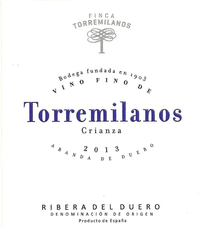 Penalba Lopez Ribera del Duero Crianza Torremilanos 2013 Front Label