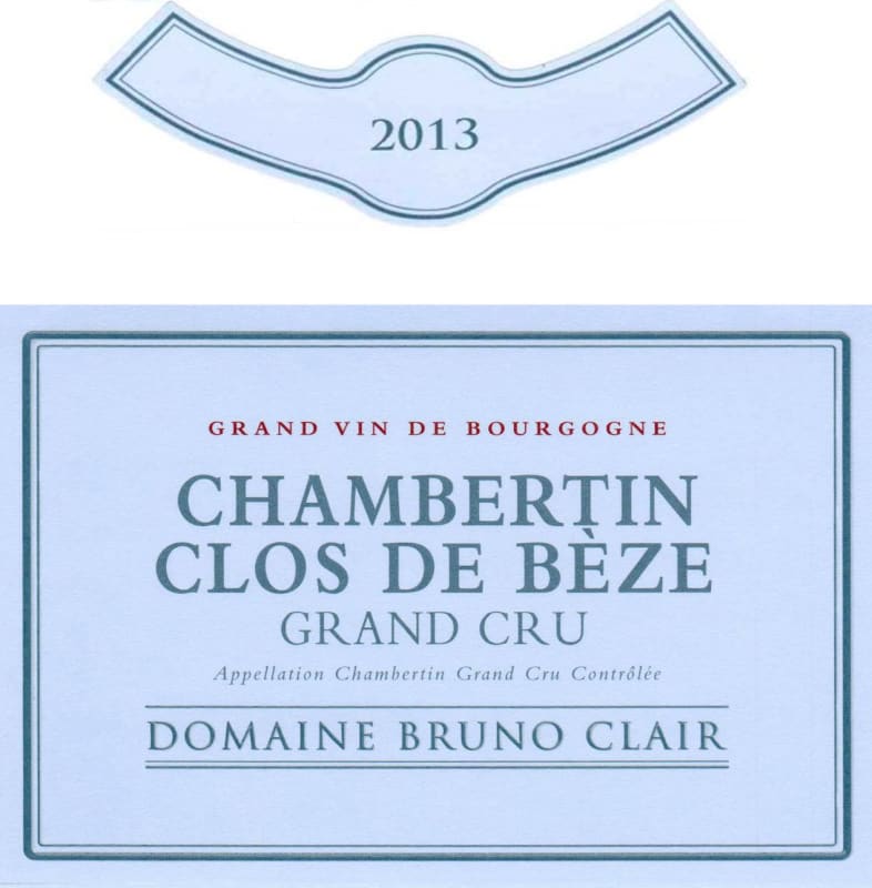 Bruno Clair Chambertin-Clos de Beze Grand Cru 2013 Front Label