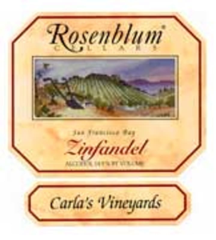Rosenblum Cellars Carla's Vineyard Zinfandel 1999 Front Label