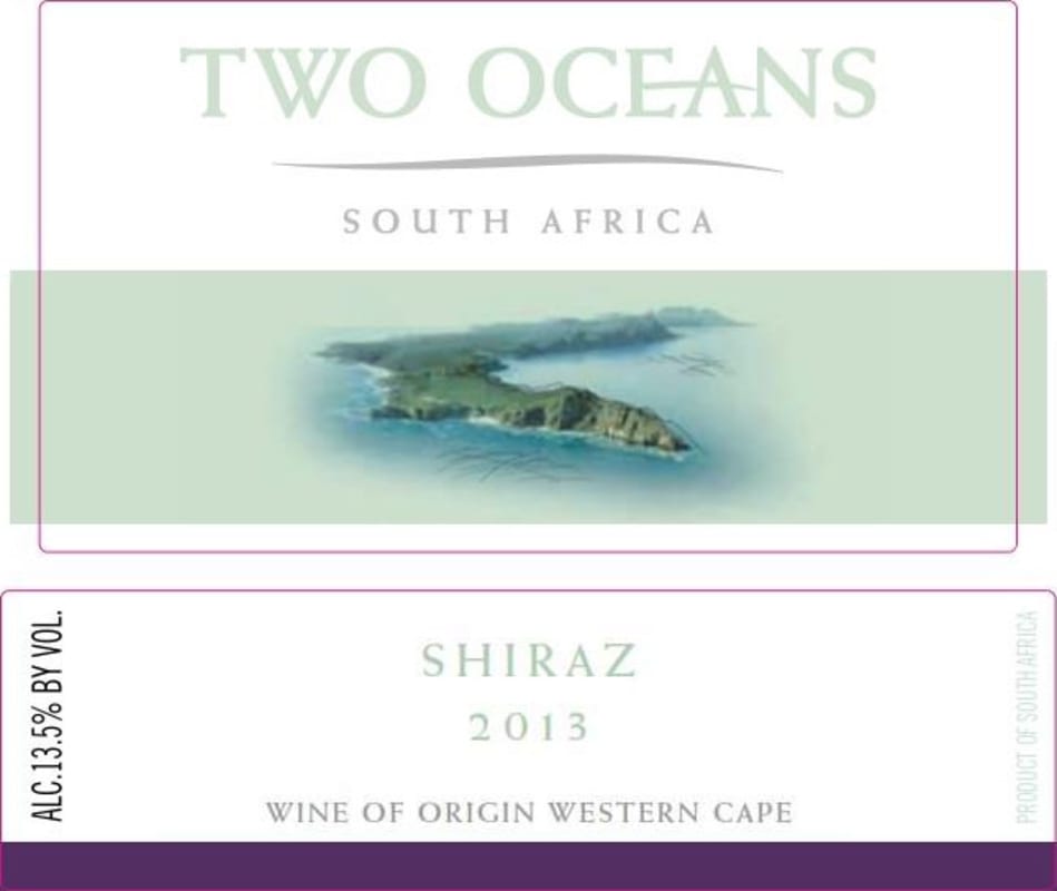 Two Oceans Shiraz 2013 Front Label
