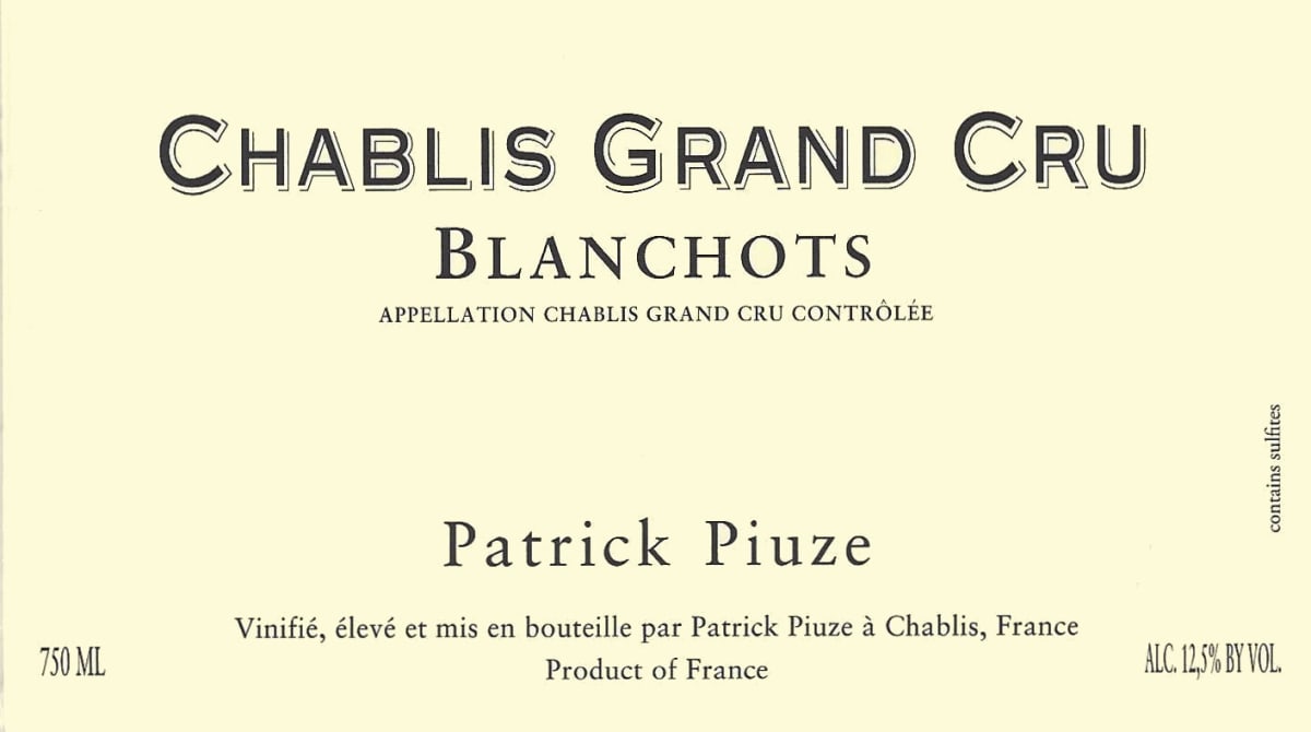 Patrick Piuze Chablis Blanchots Grand Cru 2013 Front Label