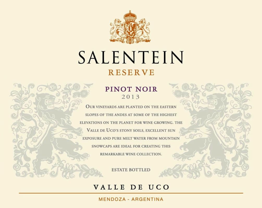 Salentein Reserve Pinot Noir 2013 Front Label