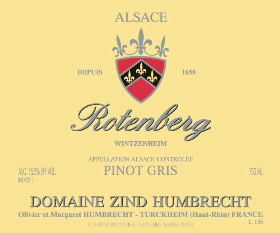 Zind-Humbrecht Rotenberg Pinot Gris 2013 Front Label