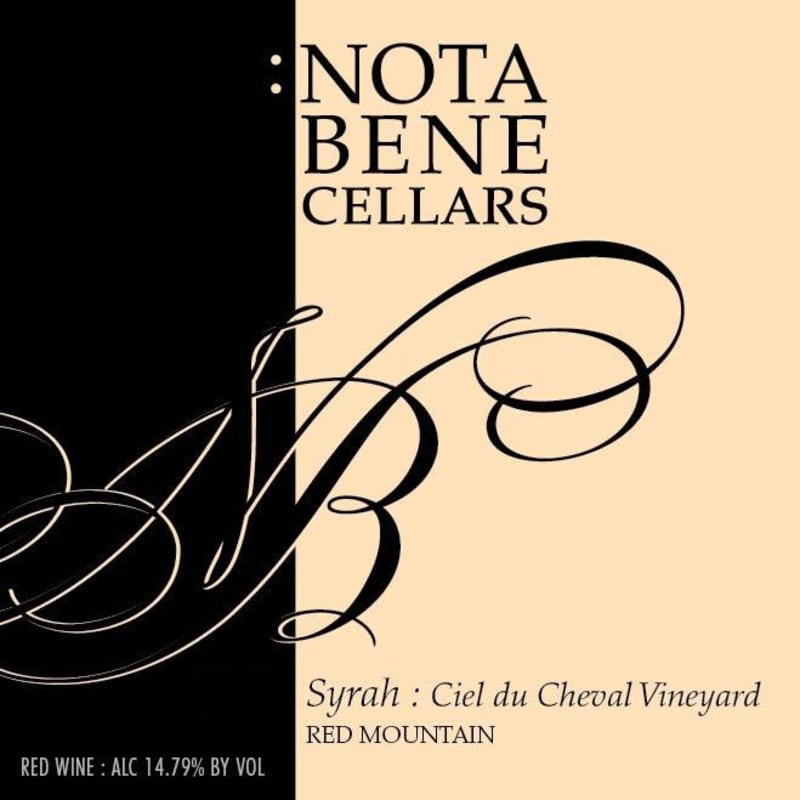 Nota Bene Cellars Ciel du Cheval Vineyard Syrah 2012 Front Label