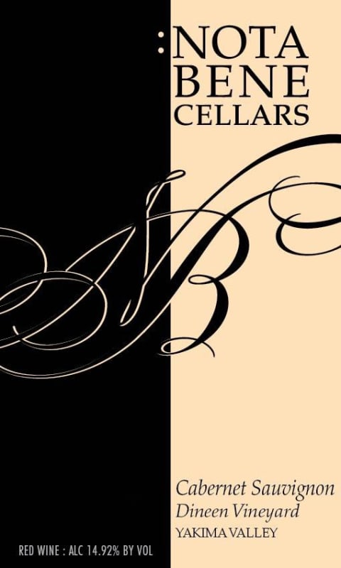 Nota Bene Cellars Dineen Vineyard Cabernet Sauvignon 2012 Front Label