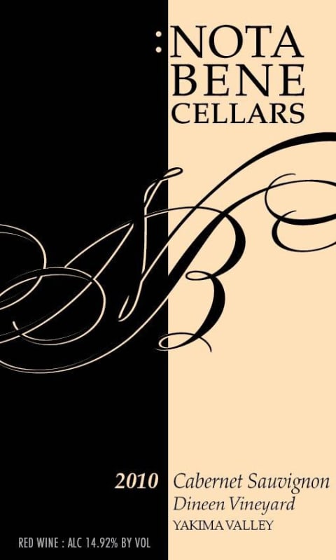 Nota Bene Cellars Dineen Vineyard Cabernet Sauvignon 2010 Front Label