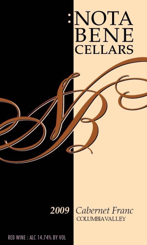 Nota Bene Cellars Cabernet Franc 2009 Front Label