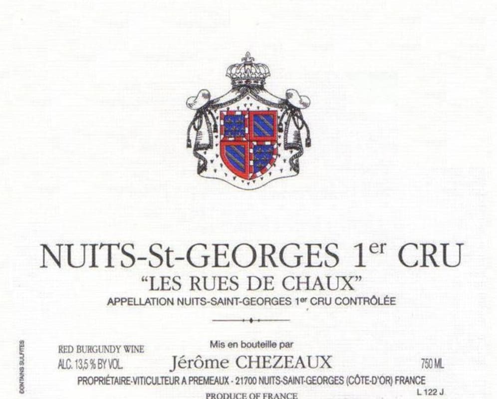Jerome Chezeaux Nuits-Saint-Georges Rue de Chaux Premier Cru 2013 Front Label