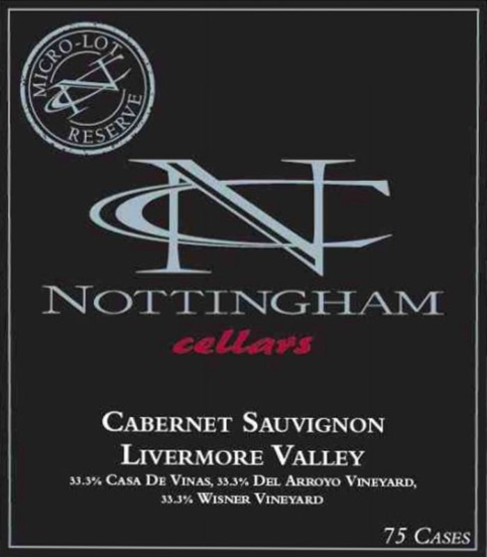 Nottingham Cellars MLR Micro Lot Reserve Cabernet Sauvignon 2012 Front Label