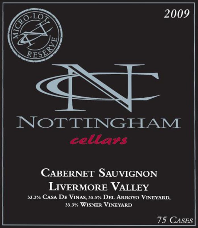Nottingham Cellars MLR Micro Lot Reserve Cabernet Sauvignon 2009 Front Label