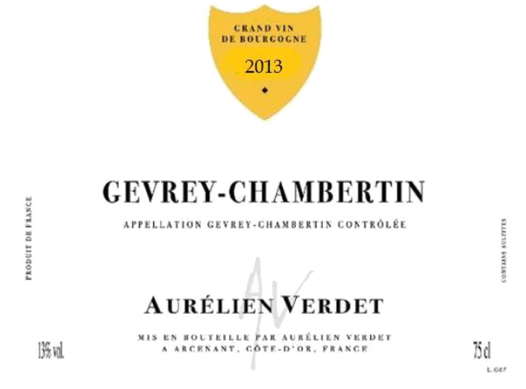 Aurelien Verdet Gevrey Chambertin 2013 Front Label