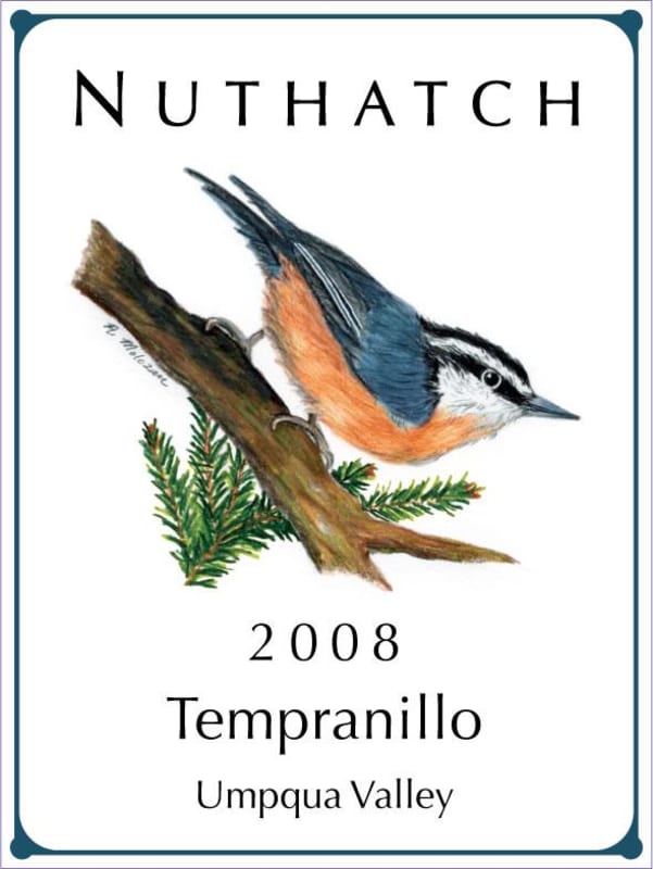 Nuthatch Cellars Tempranillo 2008 Front Label