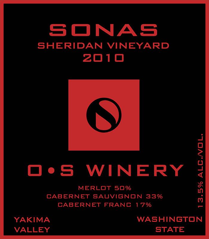 O.S Winery Sonas Merlot 2010 Front Label