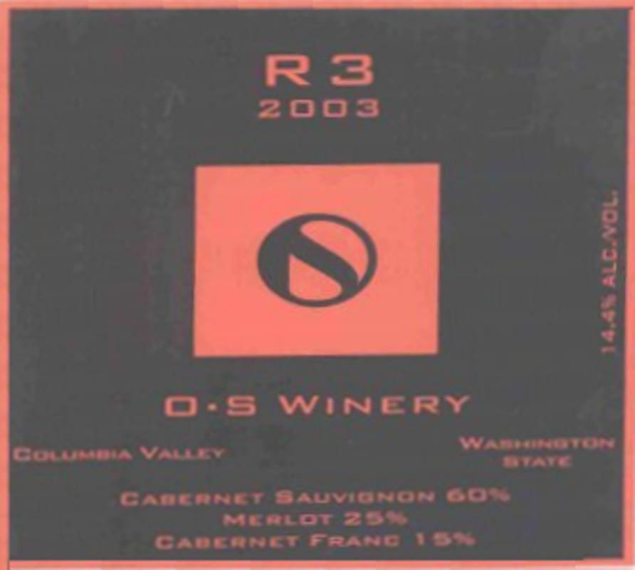 O.S Winery R3 Merlot Cabernet Sauvignon Cabernet Franc 2003 Front Label