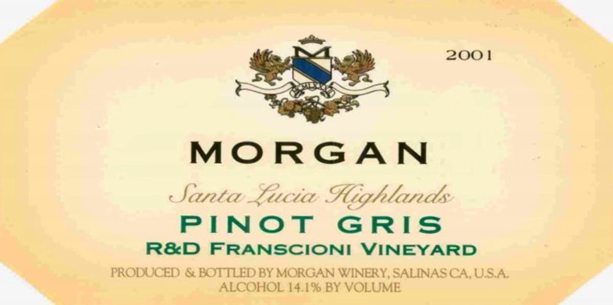 Morgan R&D Franscioni Vineyard Pinot Gris 2001 Front Label
