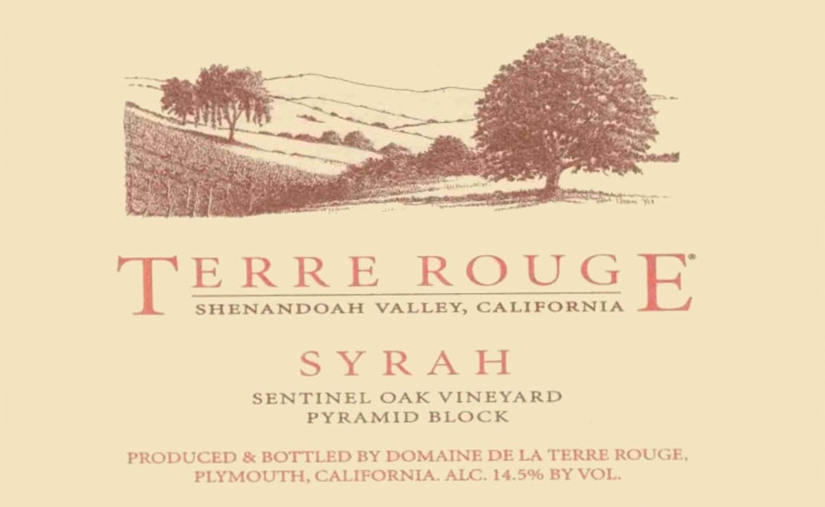 Terre Rouge Sentinel Oak Vineyard Pyramid Block Syrah 2010 Front Label