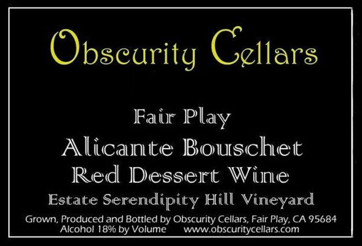 Oakstone Winery Alicante Bouschet Red Dessert Wine 2014 Front Label