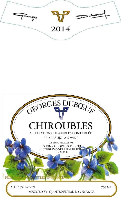 Duboeuf Chiroubles 2014 Front Label