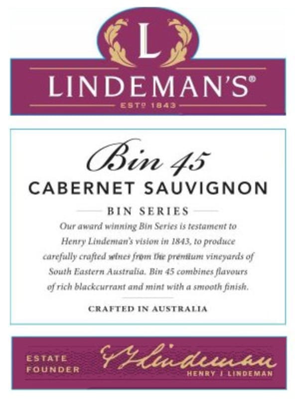 Lindeman’s Bin Series Bin 45 Cabernet Sauvignon 2014 Front Label