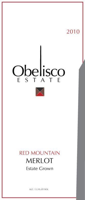 Obelisco Estate Merlot 2010 Front Label