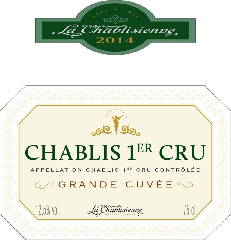 La Chablisienne Chablis Grand Cuvee Premier Cru 2014 Front Label