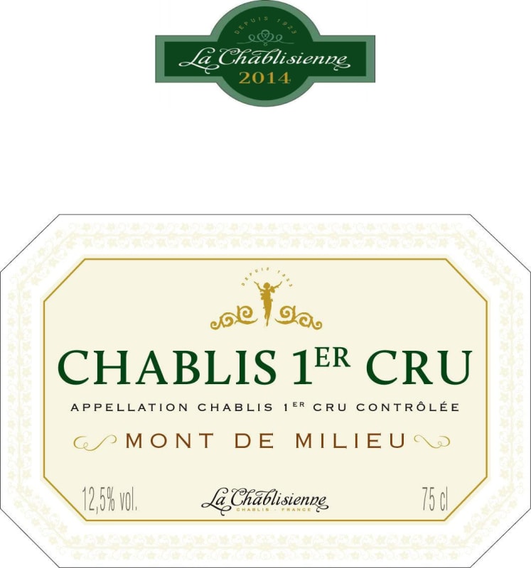 La Chablisienne Chablis Mont de Milieu Premier Cru 2014 Front Label