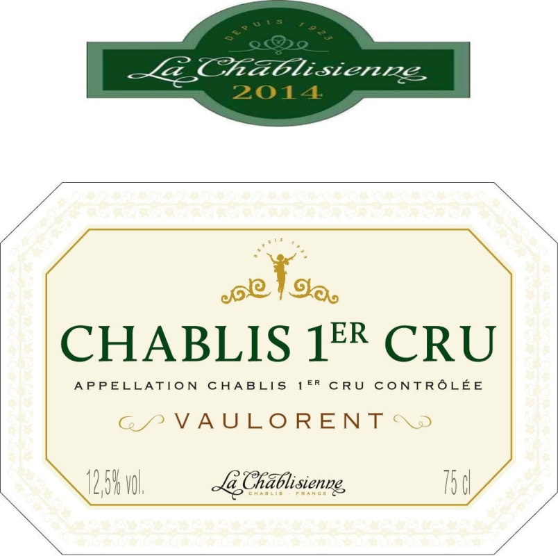 La Chablisienne Chablis Vaulorent Premier Cru 2014 Front Label