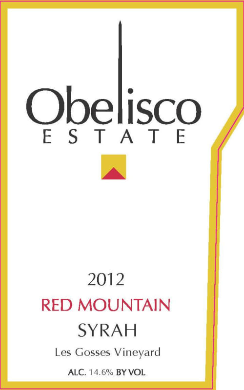 Obelisco Estate Los Gosses Vineyard Syrah 2012 Front Label
