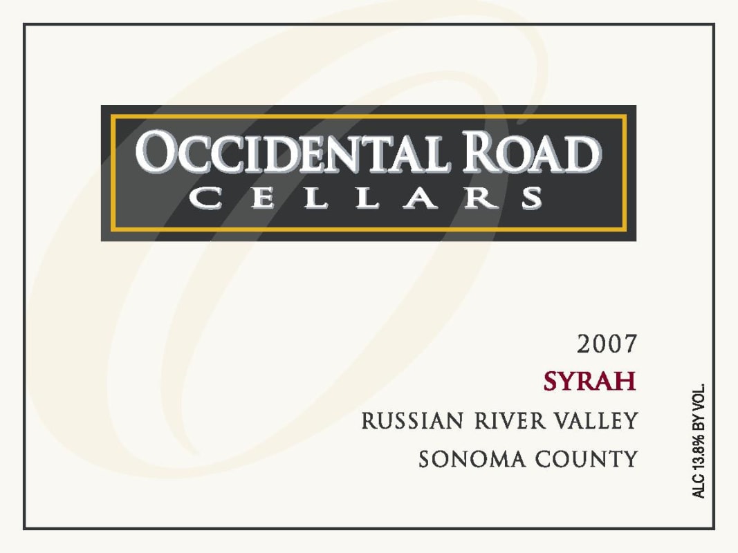Occidental Road Cellars Syrah 2007 Front Label