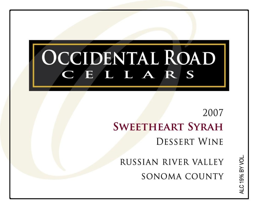 Occidental Road Cellars Sweetheart Syrah 2007 Front Label