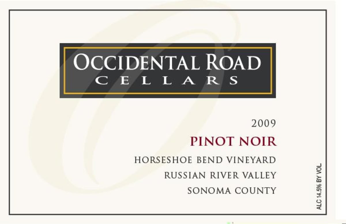 Occidental Road Cellars Horseshoe Bend Vineyard Pinot Noir 2009 Front Label